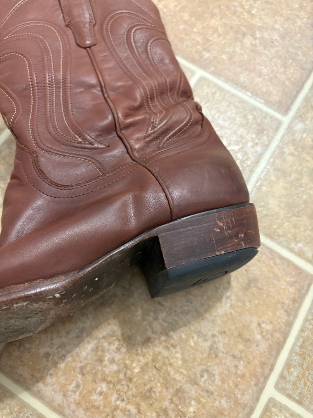 Tecovas Cartwright Boots Hazelnut Cow Hide Leather Size 10EE PRE-OWNED See Pics - Picture 12 of 14